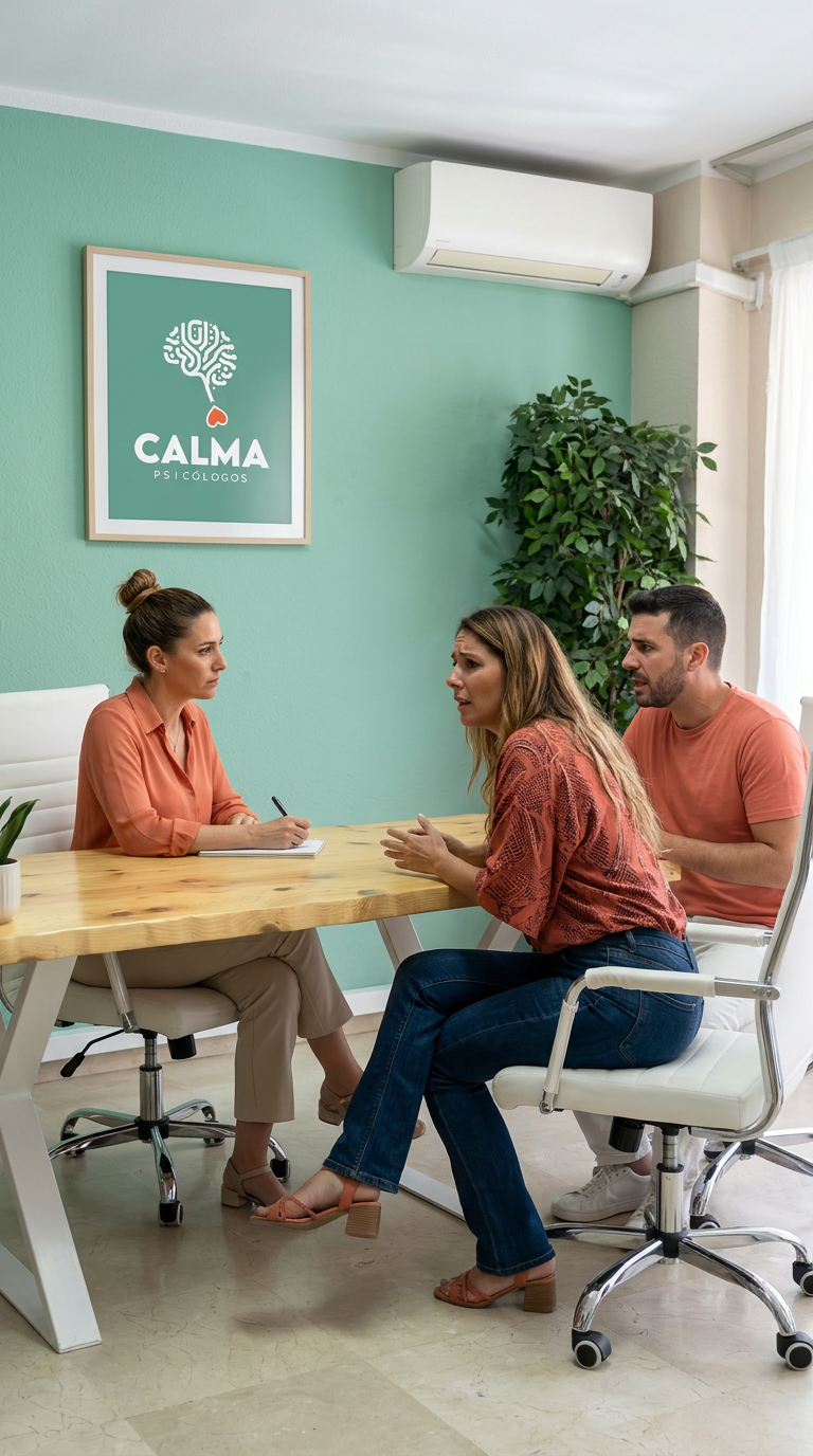 A couple building an agreement in couples therapy at Calma Psicólogos in Mijas.