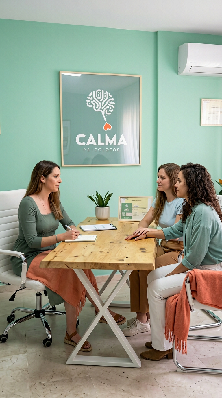 Pareja Lesbiana creando acuerdo en terapia, para la relación familiar
