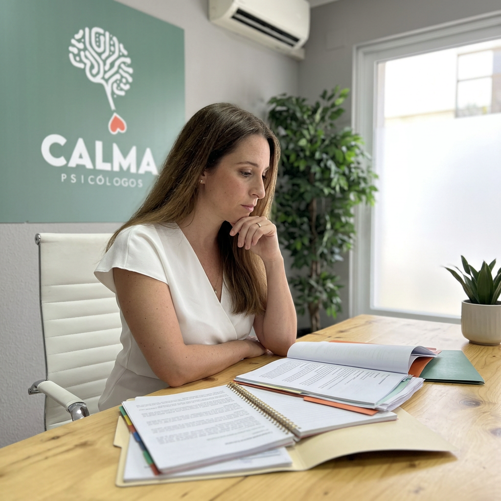 Profesional reflexionando antes de tomar una decisi&oacute;n importante en su trabajo.